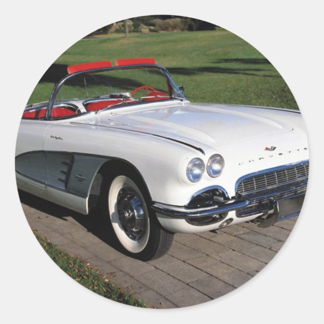 Corvette Oldtimer klassische Autos Oldtimer Runder Aufkleber (Vorderseite)