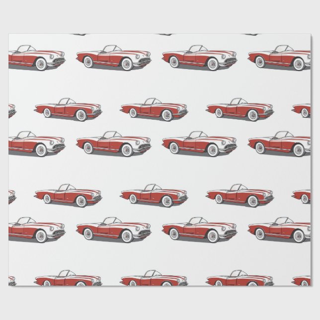 Corvette Red Wrapping Paper Geschenkpapier (Flach)