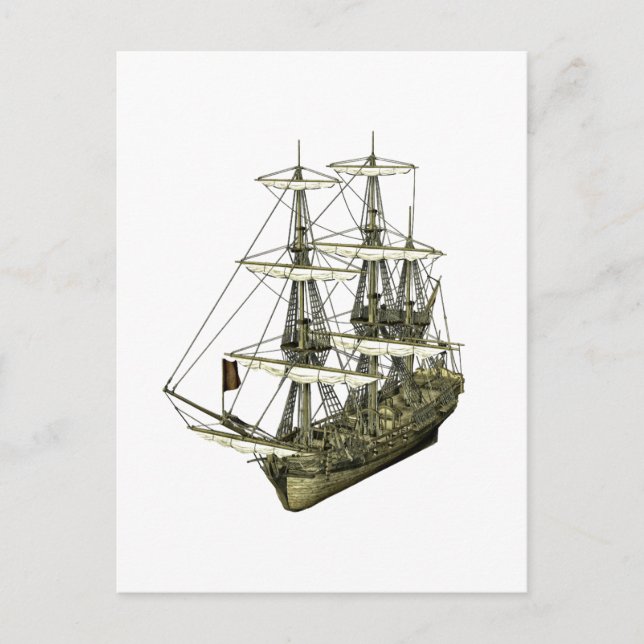 Corvette Sailboat mit Segel Postkarte (Vorderseite)