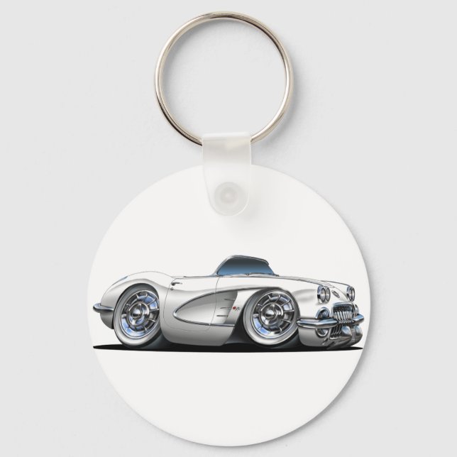 Corvette White Convertible Schlüsselanhänger (Vorderseite)