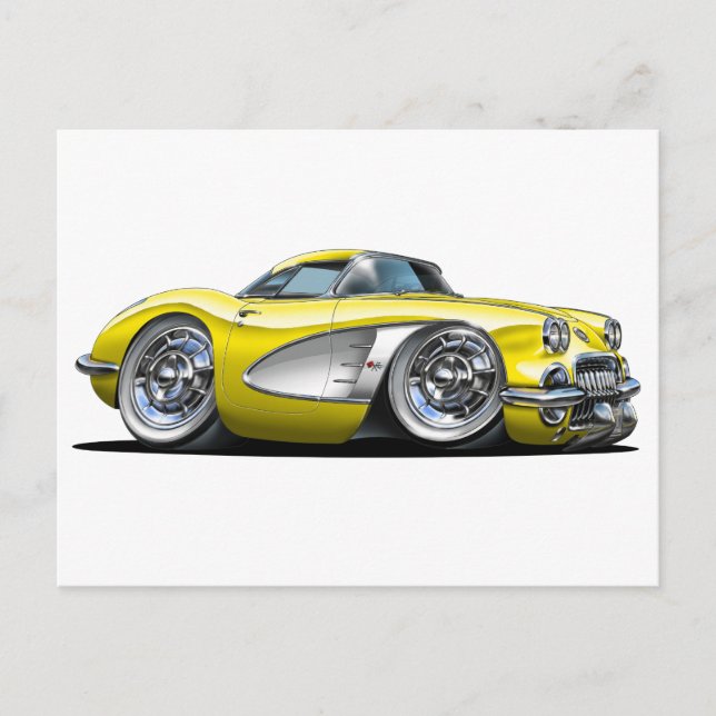 Corvette Yellow Car Postkarte (Vorderseite)