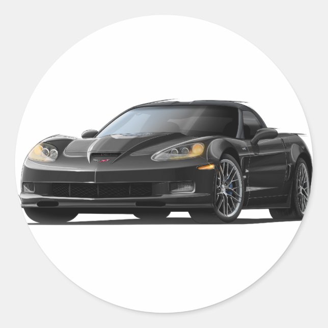 Corvette ZR1 Black Car Runder Aufkleber (Vorderseite)