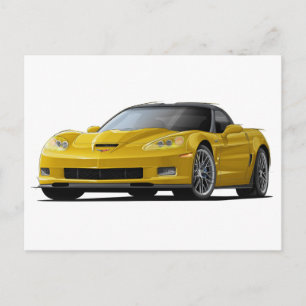 Corvette ZR1 Gelbes Auto Postkarte