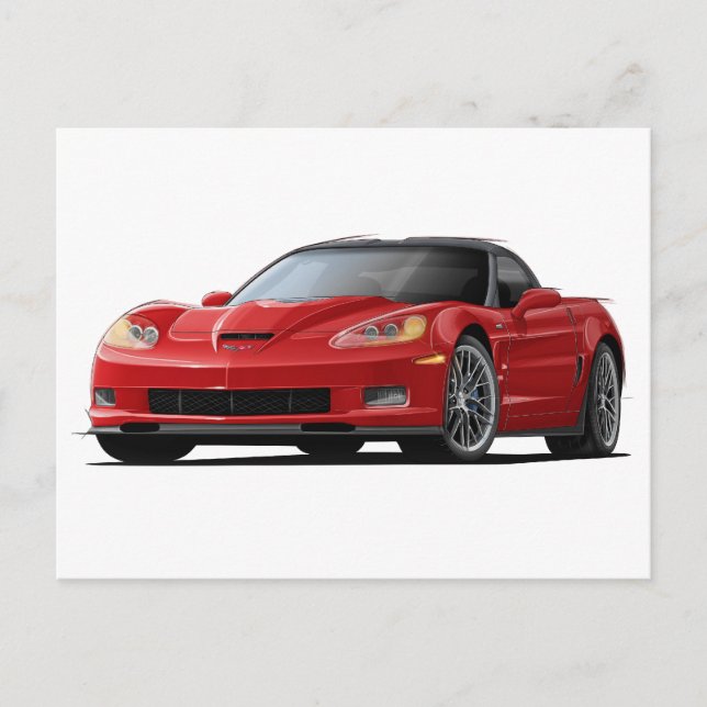 Corvette ZR1 Red Car Postkarte (Vorderseite)