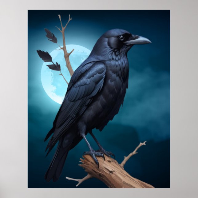 Corvid Crows Bird Nature Moonlight Poster (Vorne)
