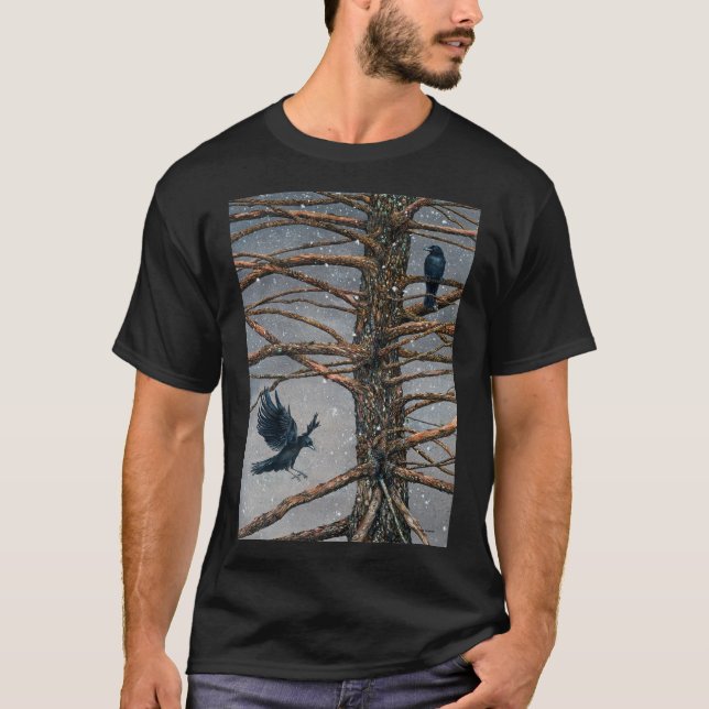 Corvus Corvidae und Zedernkleidung T-Shirt (Vorderseite)
