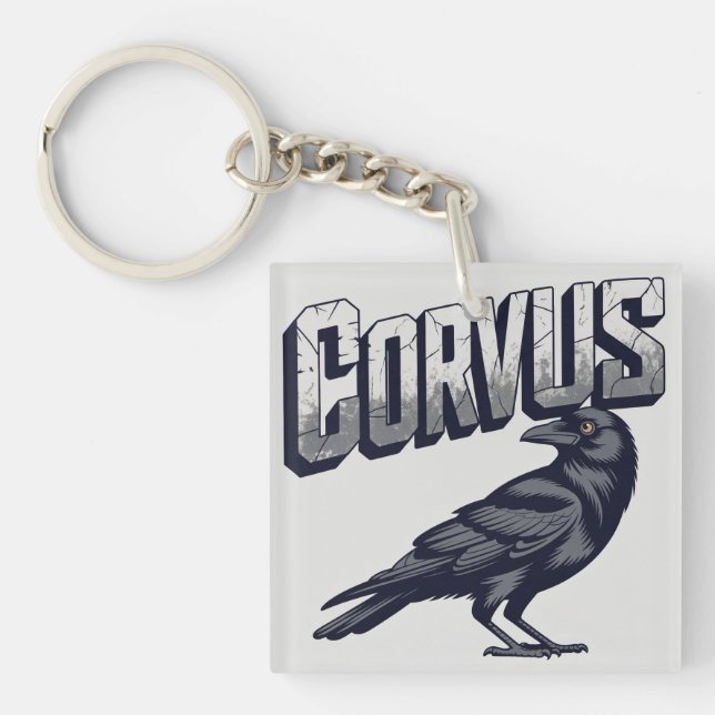 Corvus Raben Maskottchen Grafik Schlüsselanhänger (Vorderseite)