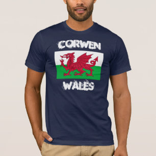 Corwen, Wales mit walisischer Flagge T-Shirt
