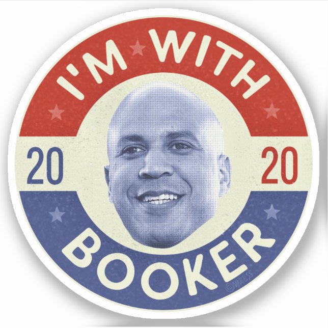 Cory Booker Präsident 2020 Foto Retro Aufkleber (Vorderseite)