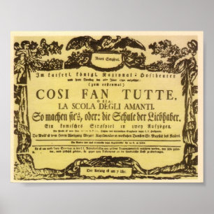 Così fan tutte 1790 - Amadeus Mozart Poster