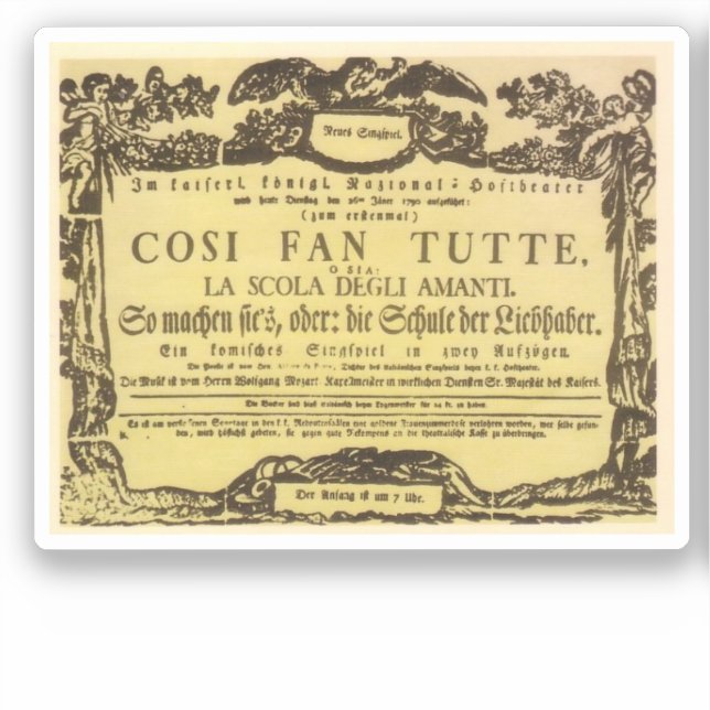 Così Fan Tutte Playbill (Mozart) Aufkleber (Vorderseite)
