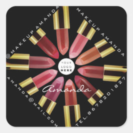 Cosmetica Makeup Rose Gold Lipsticks Black Quadratischer Aufkleber