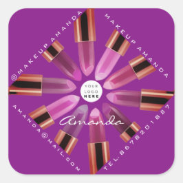 Cosmetica Makeup Rose Gold Lipsticks Violet Quadratischer Aufkleber