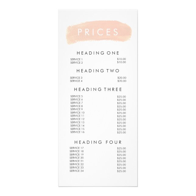 Cosmetics Schönheitspreisliste zusammenstellen Werbekarte (Vorne)