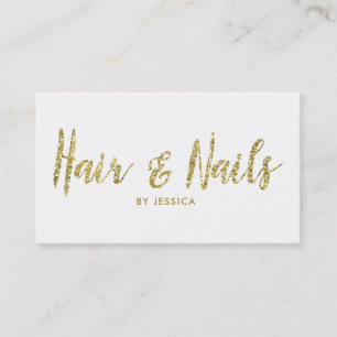 Cosmetologe Hair and Nails Gold Glitzer Visitenkarte