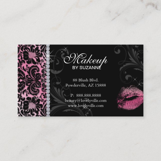 Cosmetologin Business Card Floral Pink Visitenkarte (Vorderseite)