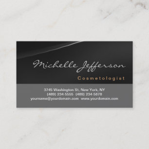 Cosmetologin Script Grey Black Business Card Visitenkarte