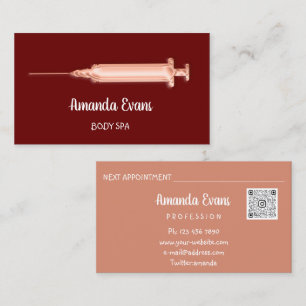 Cosmetologin Spritze Botox Injektion Rose Burgund Terminkarte