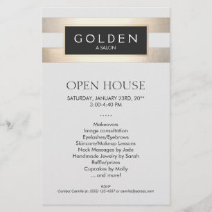 Cosmetologist Gold Stripes Hair Salon and Spa Menu Flyer