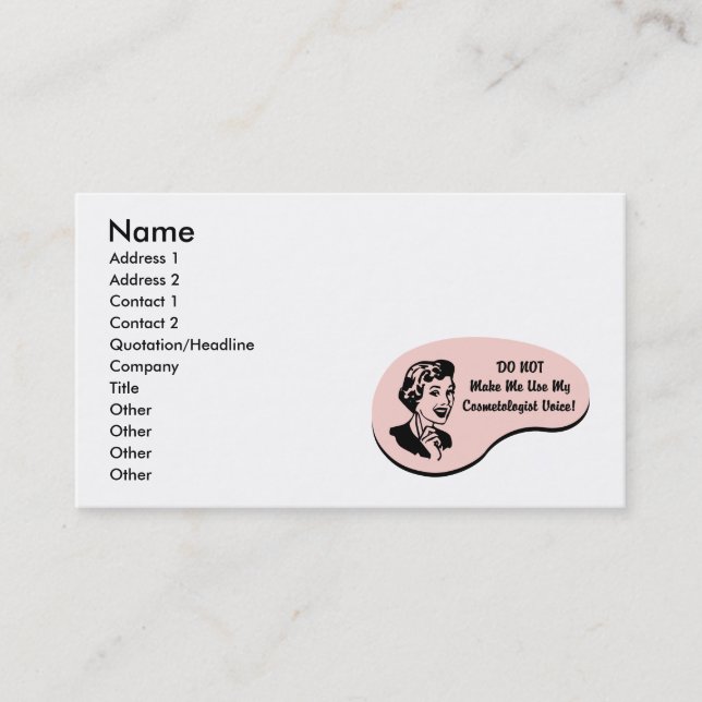Cosmetologist-Stimme Visitenkarte (Vorderseite)