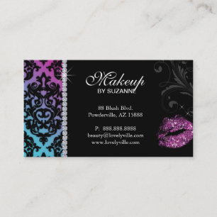 Cosmetologist-Visitenkarte-Damast-blaues Rosa Visitenkarte