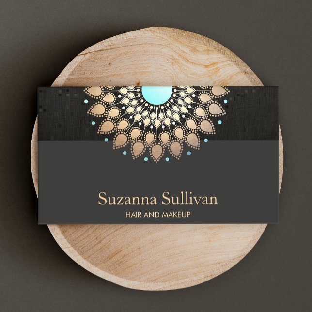 Cosmetology Beauty Salon Gold Black Makeup Artist Visitenkarte (Von Creator hochgeladen)