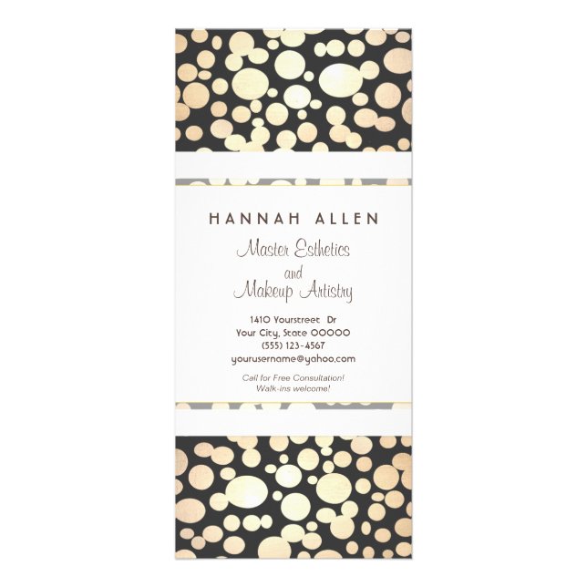 Cosmetology Wellness-Center Gold Circles Black Rac Werbekarte (Vorne)