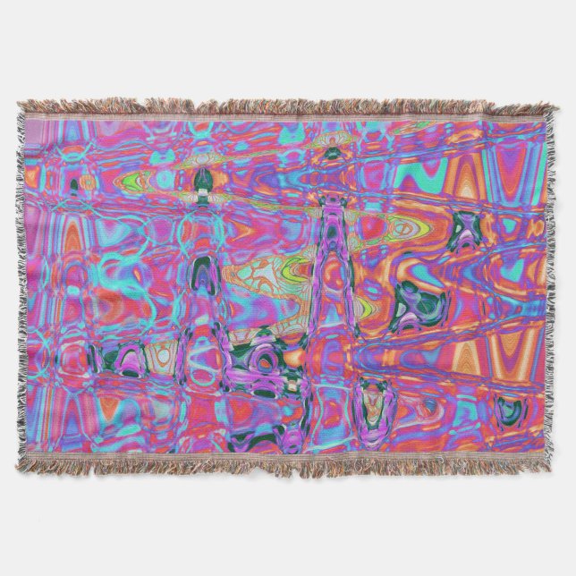 Cosmic Abstract Rainbow Colors Retro Ripples Decke (Vorderseite)