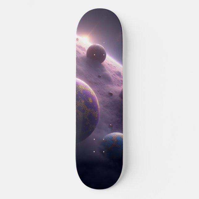 Cosmic Adventure: Space & Planet Skateboard Design (Vorderseite)