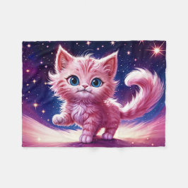 Cosmic Animal Pink Cat Felge Moderne Art Fleecedecke