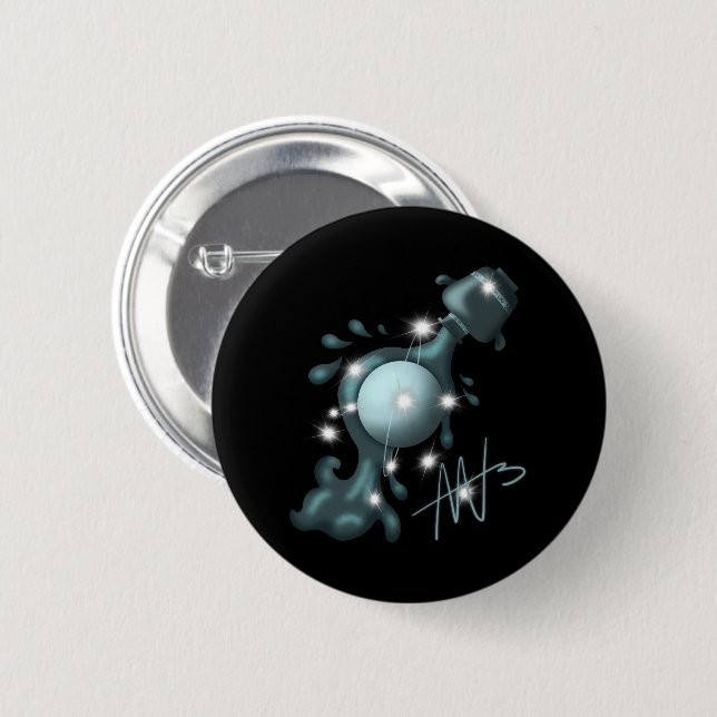 Cosmic Aquarius Uranus Zodiac Button (Vorne & Hinten)