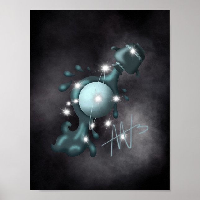Cosmic Aquarius Uranus Zodiac Poster (Vorne)