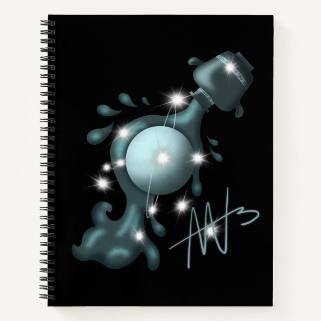 Cosmic Aquarius Uranus Zodiac Spiral Notizbuch (Vorderseite)