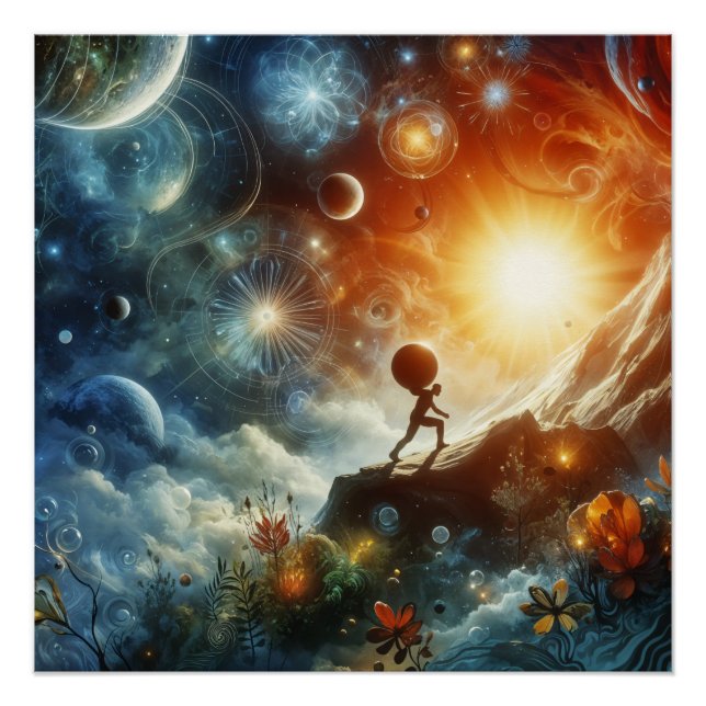 Cosmic Ascent - Surreal Wall Art Poster of Human S (Vorderseite)