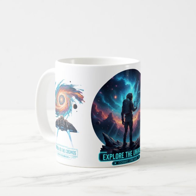 Cosmic Astronaut Unknown Space Explorer Deep Mug Kaffeetasse (Vorderseite Links)