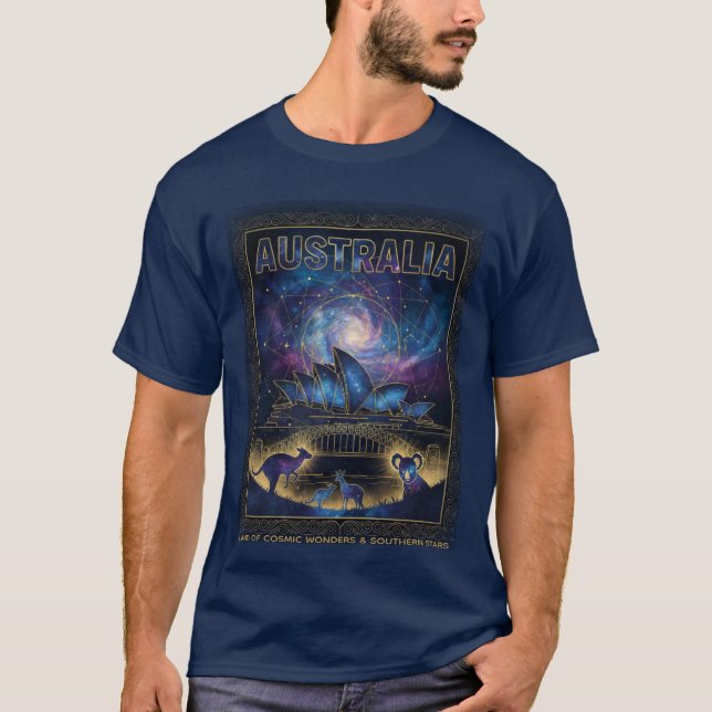 Cosmic Australia Sydney Celestial Art T-Shirt (Vorderseite)