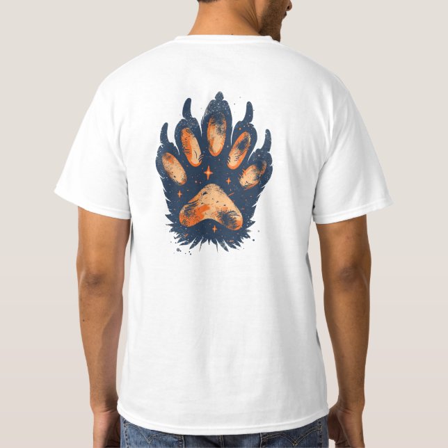 Cosmic Bear Paw Print T - Shirt - Front & Back Des (Rückseite)