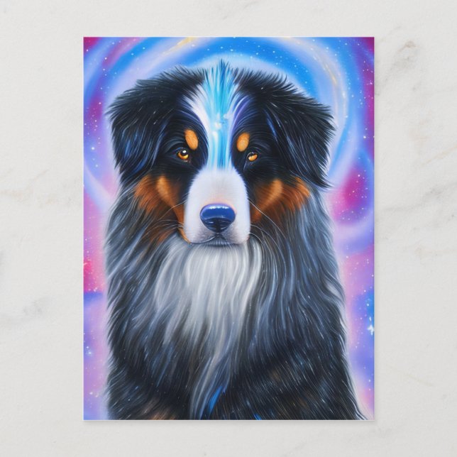 Cosmic Bernese Mountain Dog Postkarte (Vorderseite)