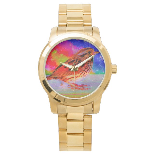 Cosmic Bird Dreamscape Art Print" Armbanduhr (Vorderseite)