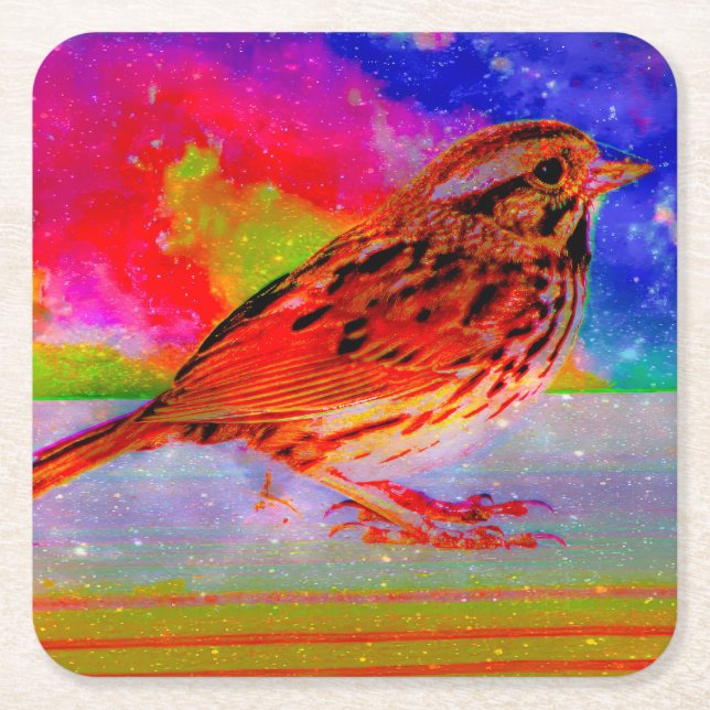 Cosmic Bird Dreamscape Art Print" Rechteckiger Pappuntersetzer (Vorderseite)
