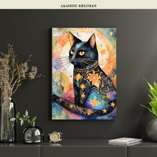 Cosmic Black Cat Art Celestie Cat Magic Spirit Poster