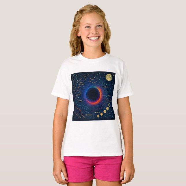 Cosmic Black Hole & Constellations Art - Celestial T-Shirt (Vorne ganz)