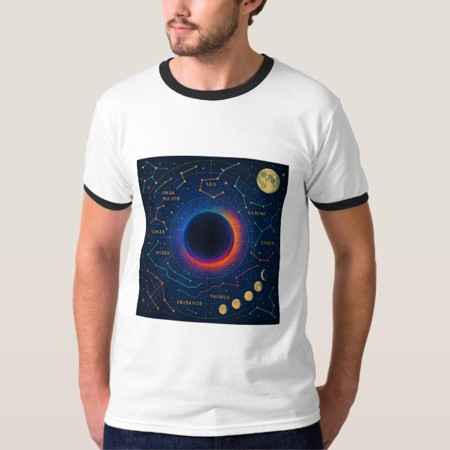 Cosmic Black Hole & Constellations Art - Celestial T-Shirt (Vorderseite)
