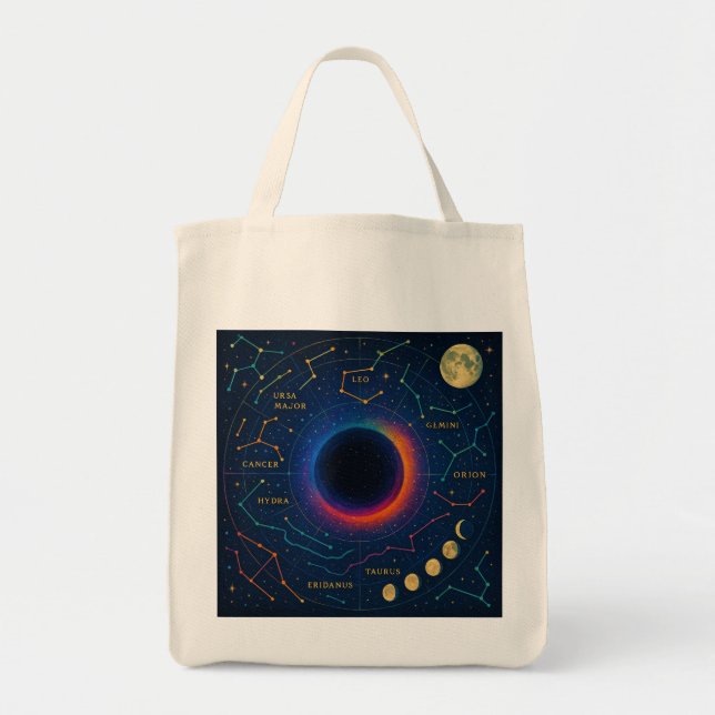 Cosmic Black Hole & Constellations Art - Celestial Tragetasche (Vorne)