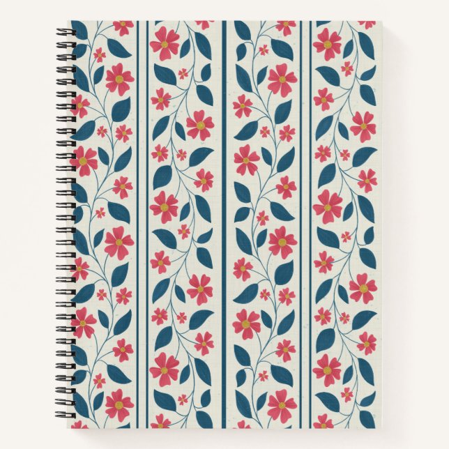 Cosmic Bloom Trailing Stripes Notizbuch (Vorderseite)