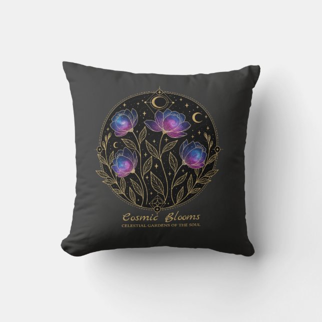 Cosmic Blooms – Celestial Floral Mandala flowers Kissen (Vorderseite)