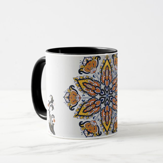 Cosmic Blossom – Mystical Mandala Design Tasse (Vorderseite Links)