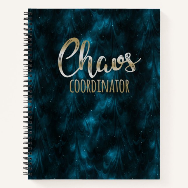 Cosmic Blue Chaos Koordinator Persönlicher Planer Notizbuch (Vorderseite)