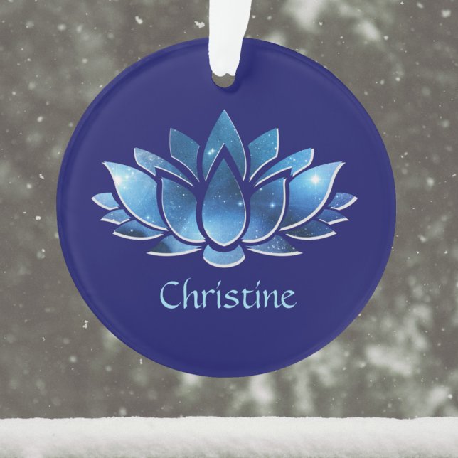 Cosmic Blue Galaxy Lotus Blume mit Name Ornament (Von Creator hochgeladen)