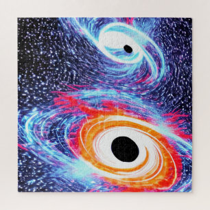 Cosmic Blue Red und Orange Swirling Galaxien Image Puzzle